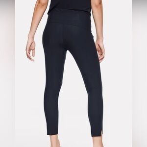 Athleta Stellar dressy ankle Black Leggings Zipper Pockets Scalloped Hem Sz S